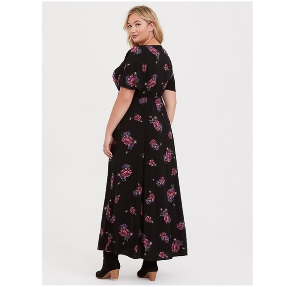 Torrid black floral challis maxi dress plus size 2 - Picture 3 of 9